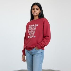 Authentic Vintage Cambridge University Red Sweatshirt, Size Large, EUC